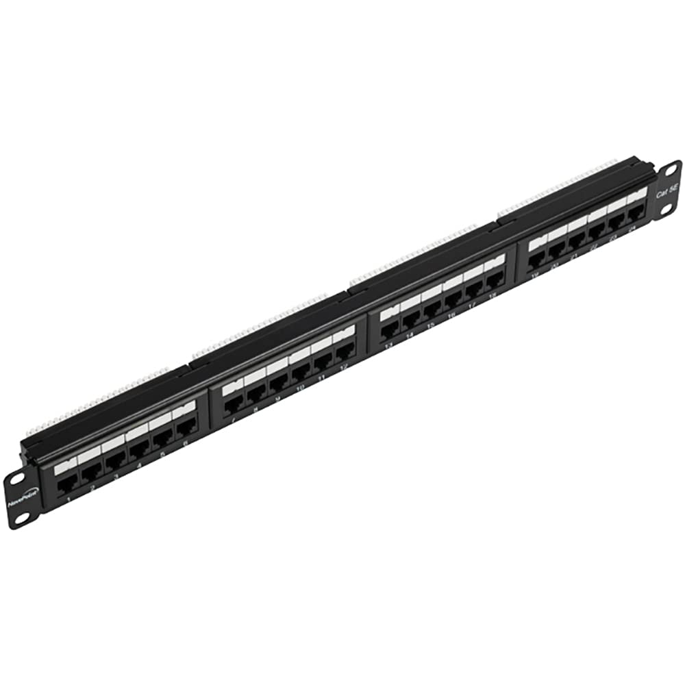 NavePoint 24-Port Cat5E UTP Unshielded Patch Panel for 19-Inch Wallmount Or Rackmount Ethernet Network 1U Black 2-Pack