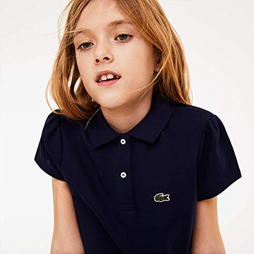 Camisa polo Lacoste Infantil em Minipiquet com Gola Recortada, Lacoste, Meninas, Azul Marinho, 12