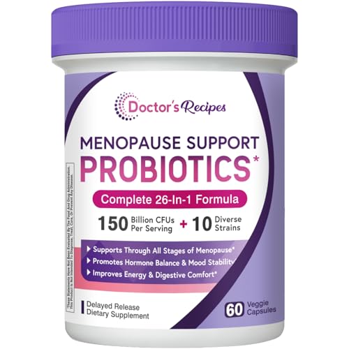 Doctors Recipes Menopause Supplements for Women Probiotics 150 Billion CFU Black Cohosh for Menopause Hot Flashes Ashwagandha Dong Quai Supports Mood Energy Hormone Balance 60 Capsules