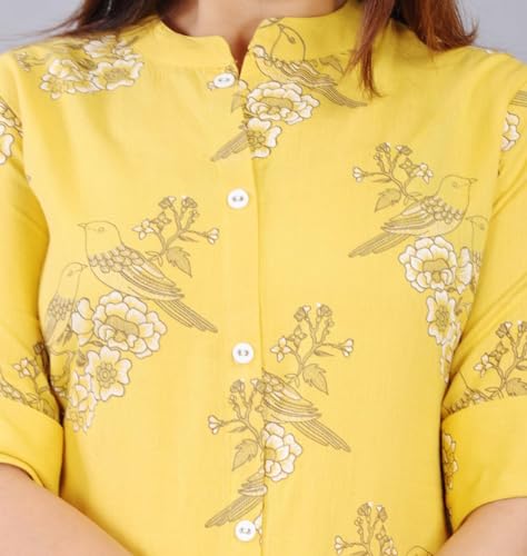 Image of Women Printed Collar Neck Half Sleeve Regular Fit Formal Kurti for Women's
