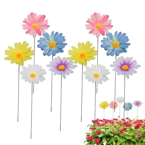 Piquets de jardin en métal pour marguerites - Piquets de jardin colorés - Piquets décoratifs de jardin - Pour jardin, pelouse, cour, décoration extérieure