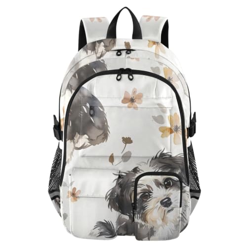 Mochila de viaje para laptop de 17.5" con diseño Schnauzer gris ideal para ir al trabajo diario