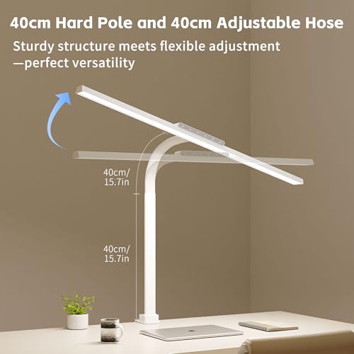 Desk Lamp with Clamp, LED Eye-Caring Clip on Desk Lights for Home Office, Tall Touch Control Dimmable Computer Light with Color Changing, 24W Brightest Architect Desktop Lamp for Screen, White — view 5