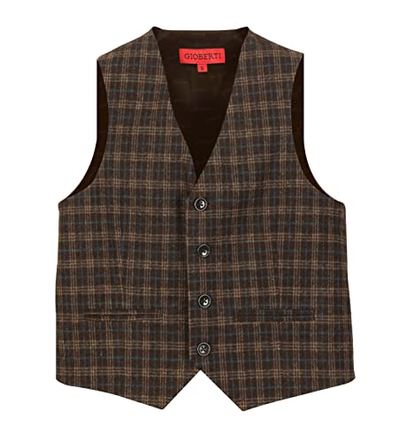 Gioberti Boy's Tweed Plaid Formal Suit Vest