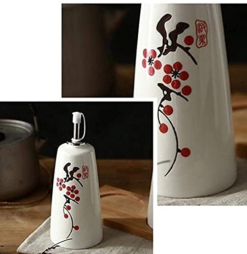 Set dispenser per olio e aceto in ceramica con beccuccio a prova di perdite, bottiglie bianche per condimenti per olio e aceto da cucina.
