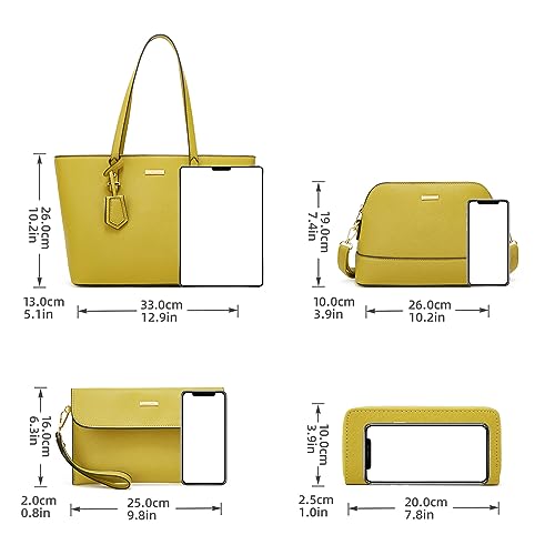 Image of Women Fashion Handbags Wallet Tote Bag Shoulder Bag Top Handle Satchel Purse Set 4pcs