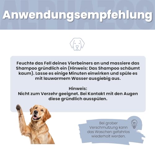 alphazoo Sensibelchen Shampoo für Hunde 250 ml - mildes Hundeshampoo mit Aloe Vera für empfindliche Hundehaut - sanfte Reinigung für glänzendes und geschmeidiges Hundefell
