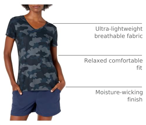 Image of Amazon Essentials Women's Active Quick Dry Tech Stretch Short-Sleeve V-Neck T-Shirt, Moisture-Wicking, Pack of 2