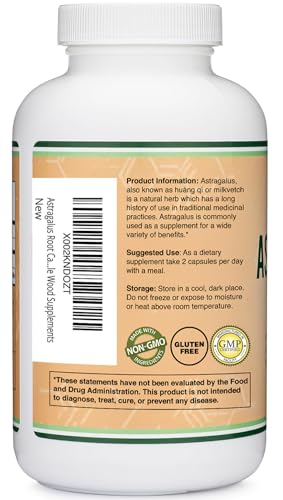 Double Wood Supplements Immune Boosting Astragalus 500mg 180 Capsules - Rich in Flavonoids and Polysaccharides - Non-GMO, Gluten Free, Third Party Tested - Image 4