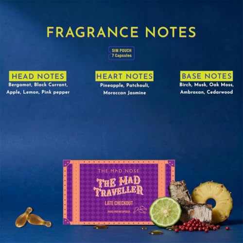 Image of Late Checkout Travel Fruity Perfume Pouch - 7 Capsules | Long Lasting 10+ Hours | Unisex Pocket Perfume | Daily Wear Fragrance for Office & Parties | Travel-Friendly