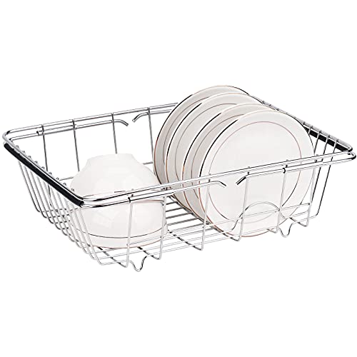 Toplife Escurridor de Platos Extensible de Acero Inoxidable para Cocina Hogar,Escurreplatos para Fregadero,Cestas de Secado de Platos Adecuado para Escurrir Platos, Verduras y Frutas en el Fregadero