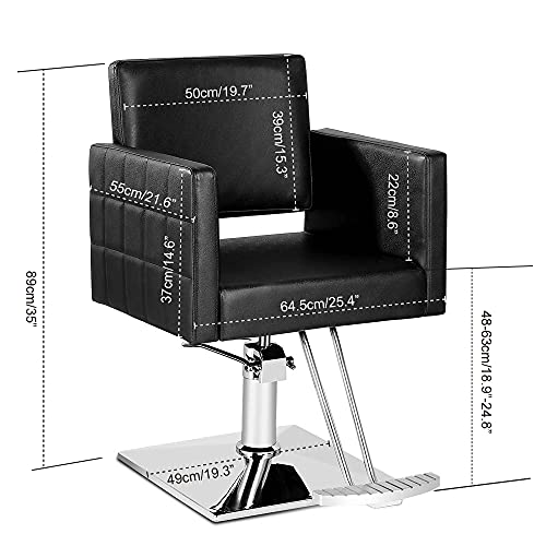 Paddie Hydraulic Salon Chair for Hair Stylist, 360 Degrees Rolling Swivel Barber Chairs All Purpose Beauty Spa Equipment, Max Load Weight 330 Lbs (Black) - Thumbnail 3