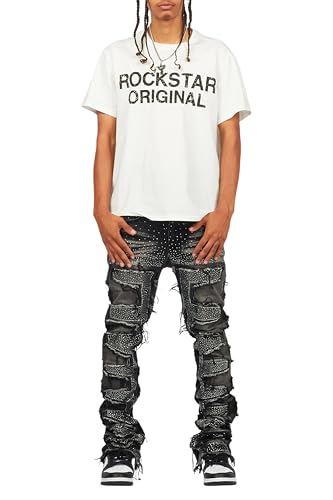 Men's Shake Rhinestone Stacked Flare Jean