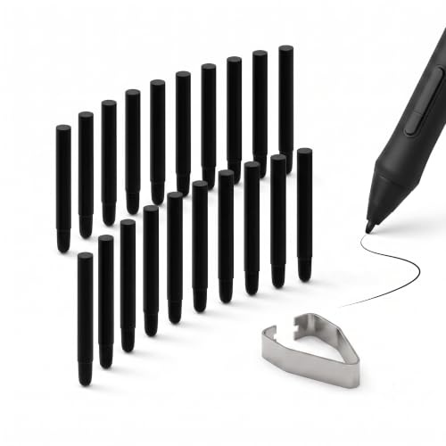 Image of 20 Pack Replacement Pen Nibs with Nib Removal Clip, Standard Black Refill Pen Tips Compatible with Bamboo Intuos CTL460 CTH460 CTH461 CTH661 CTL470 CTL471 CTL472 CTL480 CTH480 CTL490 CTH490