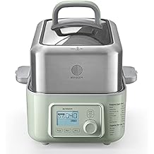 BUYDEEM G563 5-Quart Electric Food Steamer for Cooking, One Touch Vegetable Steamer, Digital Multifunctional Steamer, Quick Steam in 60s, Stainless Steel Steamer Tray & Glass Lid, Cozy Greenish