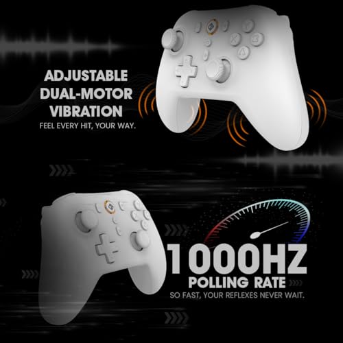 Image of Cosmic Byte Blitz Tri Mode Controller for PC, Hall Effect Triggers, 1000Hz Polling Rate, Adjustable Vibration, Turbo & Auto Turbo, Upgraded with Gyro, TMR Joystick, Software and Charging Dock Support (White)