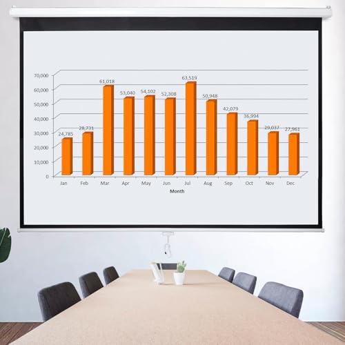 Image of BIG VUE Manual Pull Down Projector Screen, High Gain White Fabric Insta Lock - Auto Lock Projection Screen for Classroom, Home Theatre or Office (110 Inch, 16:9 Aspect Ratio)