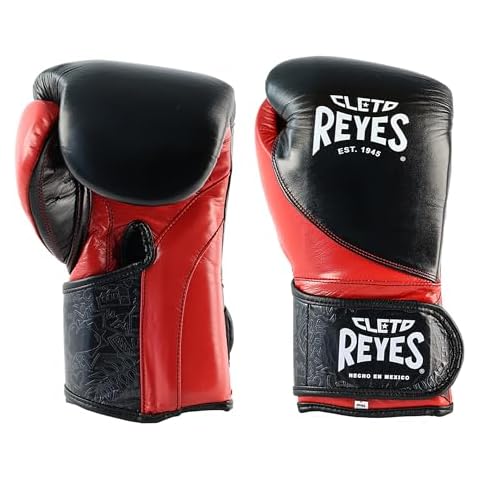 CLETO REYES High Precision Boxing Gloves with Hook and Loop Closure for Training and Heavy Punching Bags for Men and Women, MMA, Kickboxing, Muay Thai, 16 oz, Black Red Cover