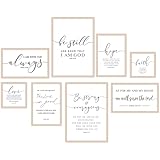 Faccito Christliche Wanddekoration für Büro, religiöser Bibelvers Schrift, motivierende, inspirierende Dekoration, großer Holzrahmen, Kunstdekor für Kirche, Zuhause, Arbeit, Klassenzimmer, 8 Stück