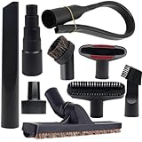 9 Pcs Universal Vacuum Attachments for Shop Vac Accessories with 2 1/2" to 1 1/4" & 1 7/8" to 1" Adapter for Shop Vac, 1 1/4" Brush Attachment Flexible Crevice Tool for Home and Car Interiors Cleaning