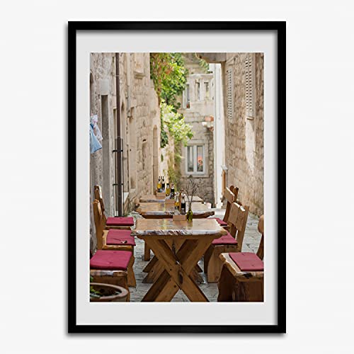 Cadre en bois MDF 50x70 cm Tulup avec tableau moderne de Korcula Croatie