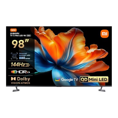 XIAOMI TV S Mini LED 98' (249 cm), QLED Mini LED Televisión, Smart TV con Dolby Vision + Dolby Atmos, 144Hz con 288Hz Game Boost Mode, 4K UHD, HDR10+, MEMC, Google TV, Airplay 2, Google Assistant