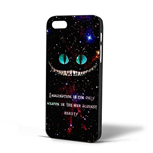 Alice in Wonderland Cheshire Cat Quote for funda Iphone Case funda (funda Iphone 5C Black)