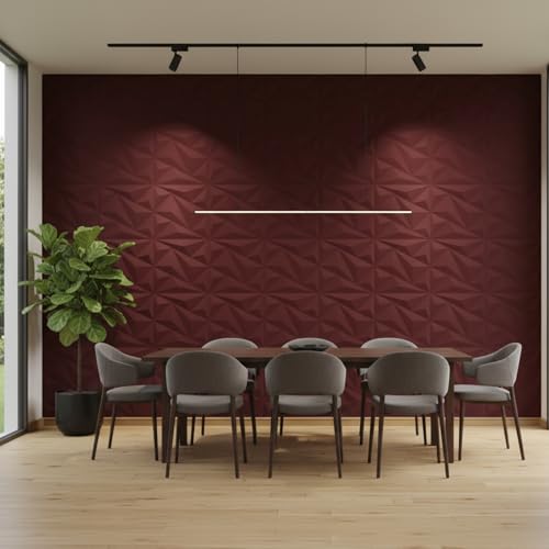 Image of Kayra Decor 3D Wall Panel - USA Certified SGS Approved PVC Alps Design Ruby Rose Color 19.7 inch x 19.7 inch (Pack of 40) - Covers 107.80 Sq. Ft.