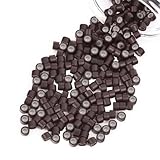 Vlasy 200Pcs 4mm Silicone Lined Micro Ring Beads for Hair Extensions 5Colors Apply (200Pcs Brown)