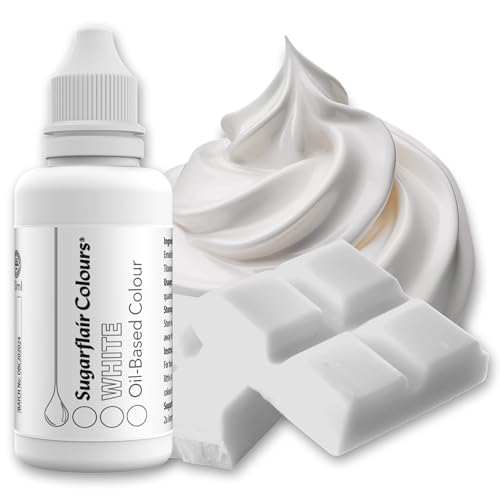 Sugarflair Colours Pastel Mixer White: Colorant Alimentaire à Base D'Huile Blanc pour Glaçage, Crème au Beurre, Chocolat, Hautement Concentrée - 30 ml