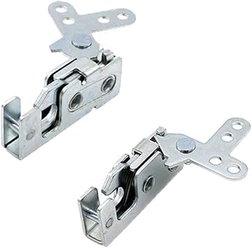 TopHomer 2pcs Heavy Duty Equipment Push to Close Rotary Latch Metal Concealed Mini Rotary Latch with Impact Closing Lock, DK618-8-Z Left + Right