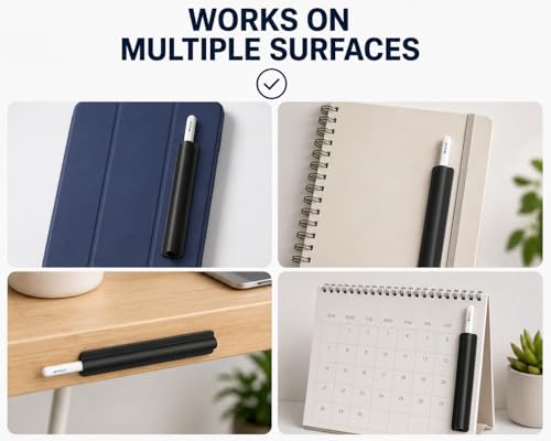 Image of Mizi Silicone Pencil Holder Sleeve for Apple Pencil (USB-C, 1st & 2nd Gen) - Adhesive Stylus Holder for iPad Case, Notebook & Desk, Universal Fit 8-12mm, Reusable Sticky Pen Holder, Black