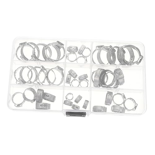 Garneck Single Ear Crimp Hose Clamp Kit 45pcs Set Stainless Steel Universal Clamp for Home Auto and Industry