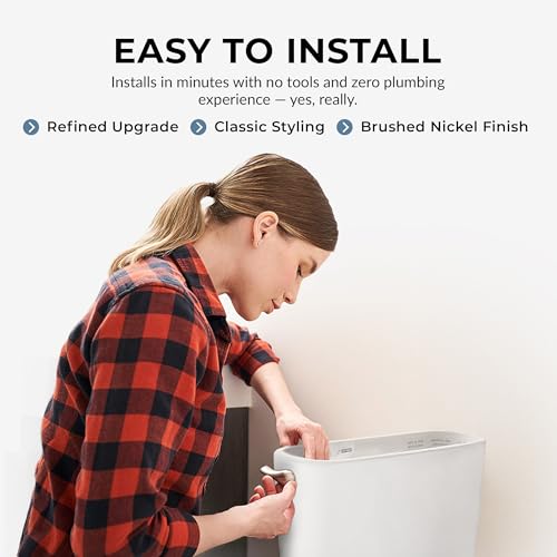 Image of Qualihome Brushed Nickel Finish Side Mount Toilet Handle Replacement Kit, Universal Toilet Tank Flush Lever Fits Most Standard Side-Mount Toilet Tanks