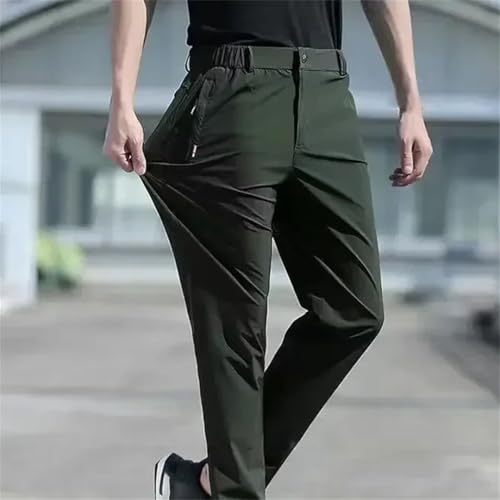 Men's Ice Silk Summer Pants Elastic Waist Straight Leg Quick Dry Plus Size Work Outdoor4
