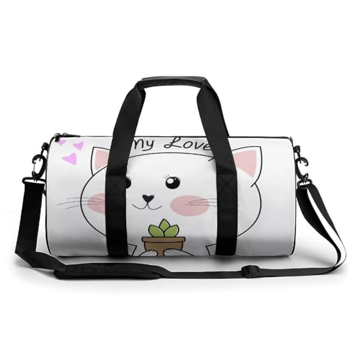 Sac de sport gym chatons blancs 45x23x23cm sac de voyage week-end duffel bag