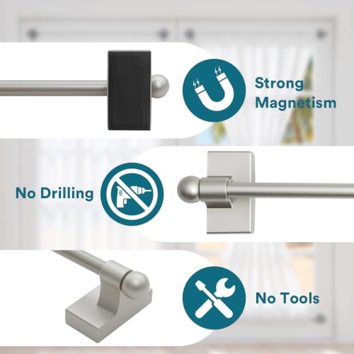 Turquoize 2 Pack Magnetic Curtain Rods for Metal Doors, 16-28", Nickel by Turquoize - Used condition - Image 4