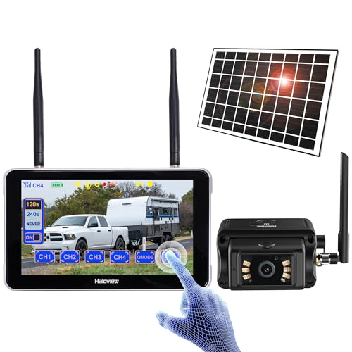 Image of Haloview Byte Tango BT7 Solar Wireless 1080P Solar Powered Backup Camera with Touch Monitor for RV