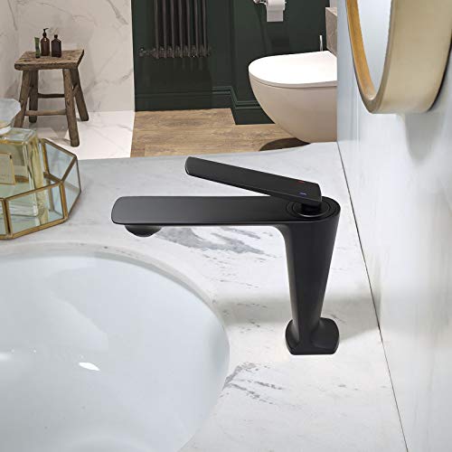 Robinet de salle de bains noir mitigeur d'évier eau chaude et froide