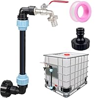 IBC Schwanenhals 3/4\ Auslaufhahn, S60x6 Wasserhahn Absperrhahn 3/4 Zoll IBC Adapter für das Bequeme Befüllen der Gießkanne, IBC Tank Zubehör für Regenwassertank Wasserfaß Regenfass IBC-Container