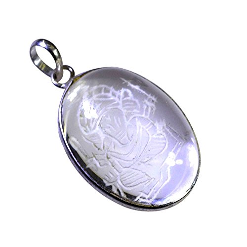 Pendentif en quartz blanc de haute joaillerie et argent massif fabriqué à la main