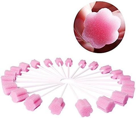 Zgood Disposable Unflavored Oral Care Sponge Swabs,100 Count (Pink, Pack of 2) US Stock