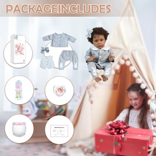 Muñeca Reborn Bebé Niña Negra Realista 20 Pulgadas miniatura 6