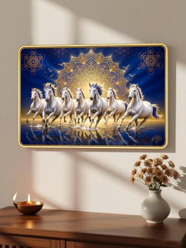 Image of 7 Running Horses Vastu Photo Frame, 16x24 Inch