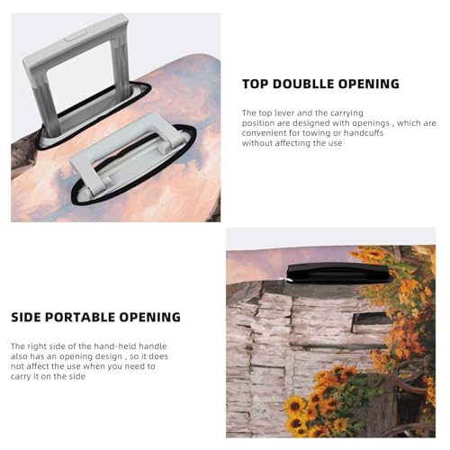 Wooden Wagon Pumpkins Sunflowers Elastic Travel Luggage Covers Dustproof Scratch-Resistant Suitcase Protector Fit 22-24 Inch3