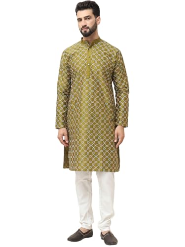 Kurta en soie broderie multicolore Sojanya pyjama blanc cassé