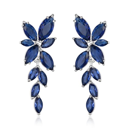 EVER FAITH Damen Ohrringe in Marquiseschliff mit Zirkonia edle Kristall Ohrhänger BLau Silber-Ton