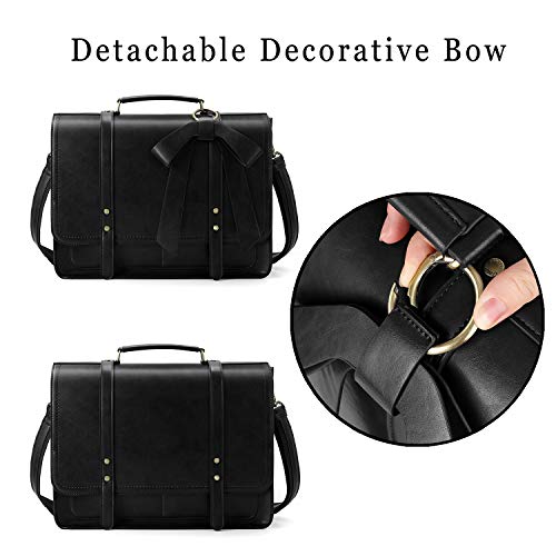 Image of ECOSUSI Women Briefcase PU Leather Laptop Bag Large Shoulder College Satchel Bagfit 15.6 inch Laptop