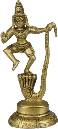 Statue Krishna Kaliya laiton objet déco indien et divinité hindoue