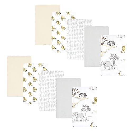 Image of Hudson Baby Unisex Baby Cotton Flannel Burp Cloths 10-Pack, Neutral Safari World, One Size